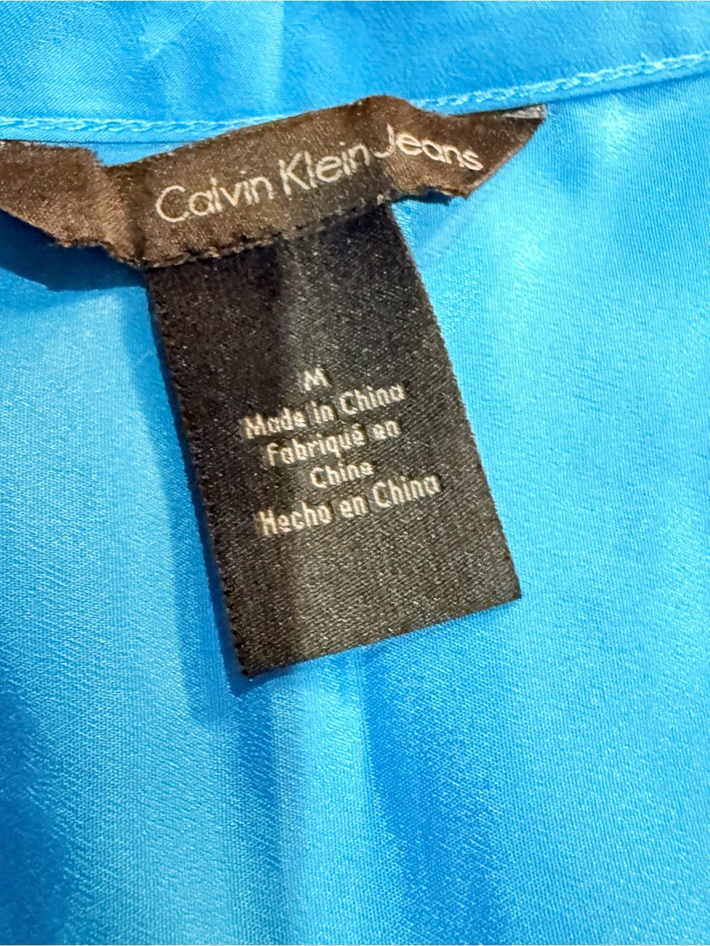 Calvin Klein Bright Blue Women's Henley Blouse - Picture 6 of 7